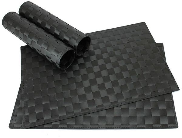 matches21 HOME & HOBBY Platzset Tischset MODERN schwarz 4er Tischunterlage als Tischdeko, (4-St), modernes Esstisch Platzdeckchen als abwaschbarer Tischuntersetzer