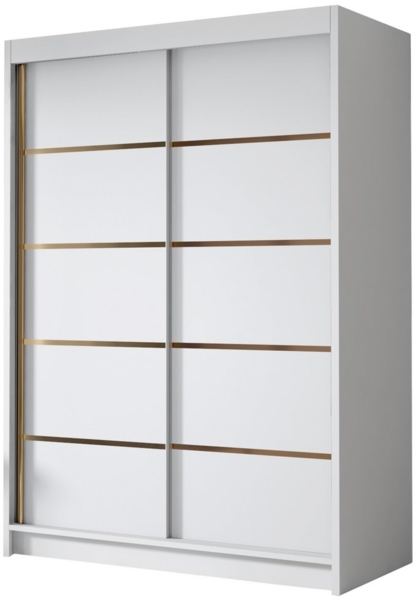 Kleiderschrank mit Goldverzierung Laraso IV mit zwei Schwebetüren (Farbe: Weiß)