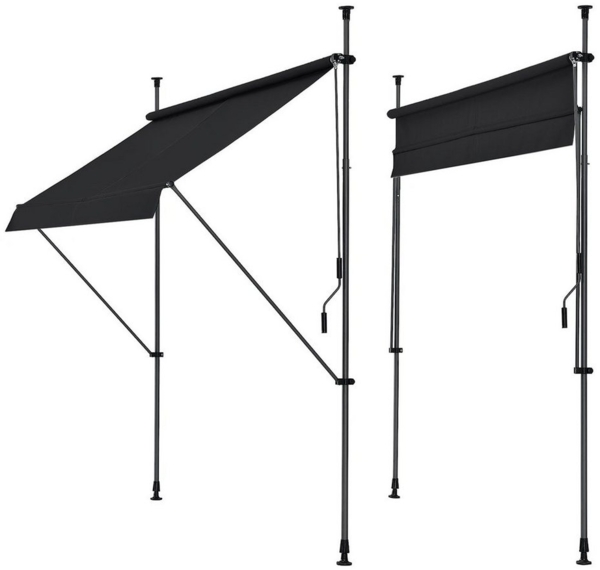 osoltus Balkon Klemmmarkise 250 x 130cm Balkonmarkise Sonnenschutz dunkelgrau Bild 3