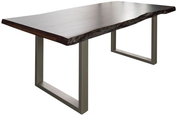 Baumtisch Akazie 180x90x77 braun lackiert / U-Beine silber matt FREEFORM 5