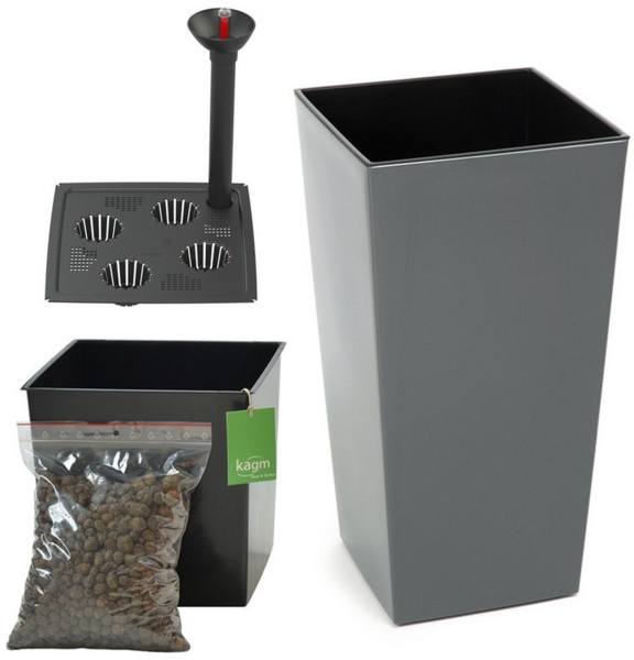 KAGM Pflanzkübel Blumenkübel Blumentopf in Hochglanz Pflanztopf SET TOP Qualität (inkl. Pflanzeinsatz, Wasserstandsanzeiger und Tongranulat) Bild 5