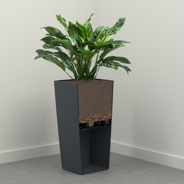 KAGM Pflanzkübel Blumenkübel Blumentopf in Hochglanz Pflanztopf SET TOP Qualität (inkl. Pflanzeinsatz, Wasserstandsanzeiger und Tongranulat) Bild 2