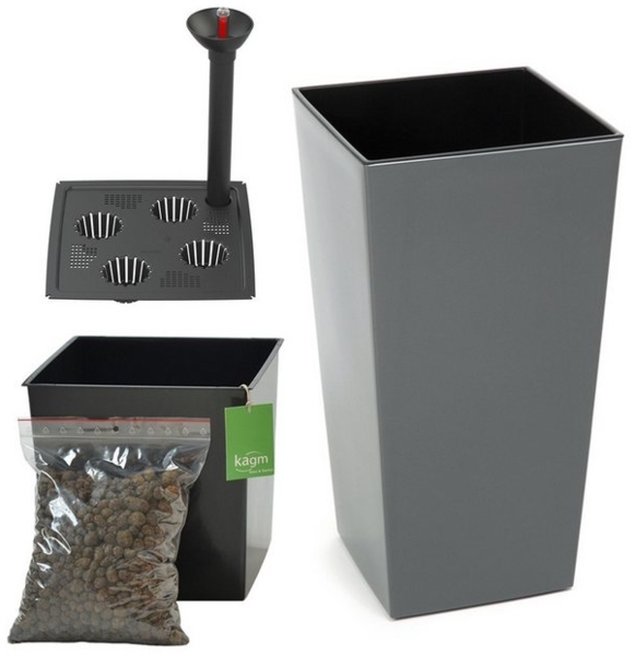 KAGM Pflanzkübel Blumenkübel Blumentopf in Hochglanz Pflanztopf SET TOP Qualität (inkl. Pflanzeinsatz, Wasserstandsanzeiger und Tongranulat) Bild 4