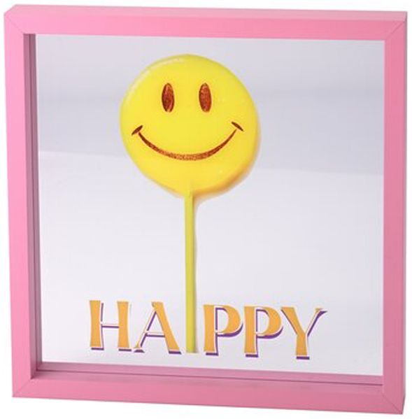 Gift Company Love Frames Glasbild Motiv: Happy rosa