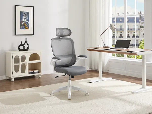 Vente-unique - NIRANO Office chair StoffStoff GrauWeiß - B 63,5 cm x H 117 cm124 cm x L 63,5 cm