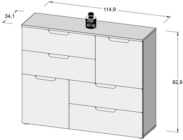 Kommode Anrichte Sideboard weiß Hochglanz 115cm Bild 3