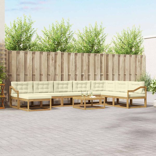 vidaXL Outdoor-Sofagarnitur 9 pcs Weiß und Creme 3386914
