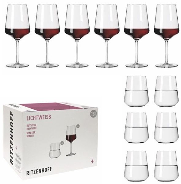 Ritzenhoff LICHTWEISS 12er-Set Julie Rot / Rotweingläser / Wassergläser