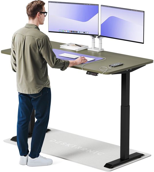 Desktronic HomeOne Elektrisch höhenverstellbarer Schreibtisch 160x80cm Schwarz/Grün mit Memory-Funktion, Anti-Kollisions Technologie, USB-A und USB-C-Ladeanschlüssen