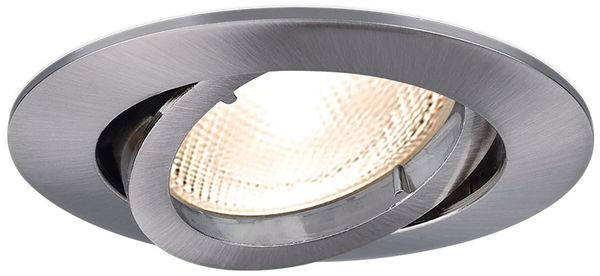 LED Einbaurahmen Einbaustrahler Fassung schwenkbar Rund Aluminium gebürstet MR16 Nickel Silber