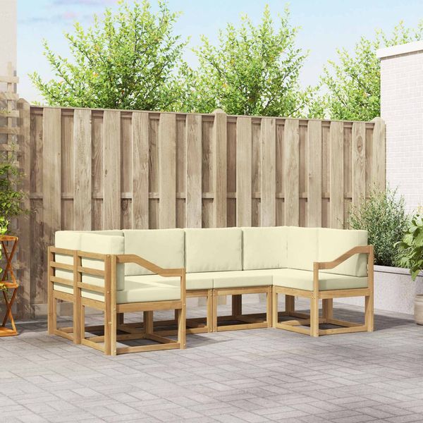 vidaXL Outdoor-Sofagarnitur mit Kissen 6 pcs Weiß und Creme 3388134