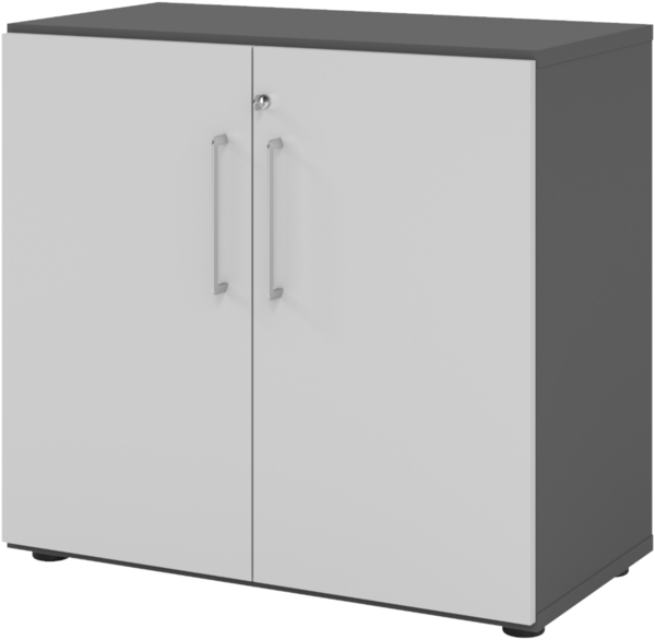 bümö Aktenschrank abschließbar, Büroschrank Holz 80cm breit in Graphit/Grau - abschließbarer Schrank mit Aktenregal für's Büro & Arbeitszimmer, Büro Möbel Ordnerschrank mit Schloss, 928T2-G-5-BS