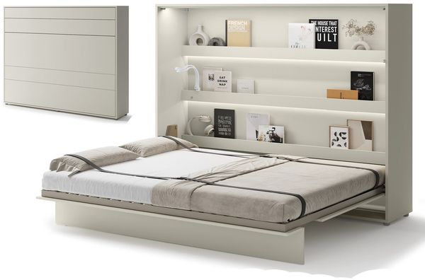 Compleo Schrankbett Horizontal Wandklappbett Lenart Bed Concept Schrankklappbett (mit LED)