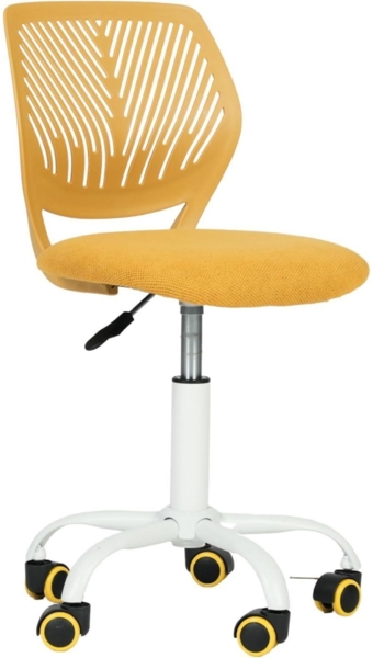 Ergonomischer Bürostuhl Leinenstoff höhenverstellbar Limettengelb