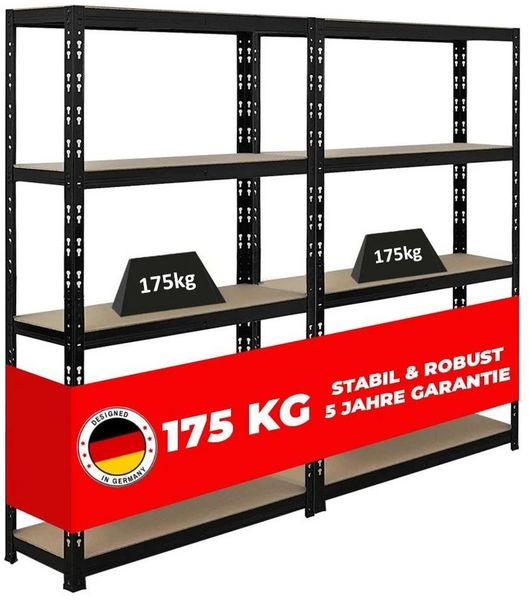 PROREGAL® Schwerlastregal MegaDeal 2 Stück APOLLO 150x90x30cm Fachlast 175kg Schwarz, 2-tlg.
