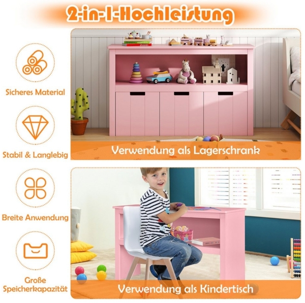 COSTWAY Bücherregal, Kinderregal Spielzeugschrank mit Schubladen Bild 3