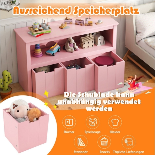 COSTWAY Bücherregal, Kinderregal Spielzeugschrank mit Schubladen Bild 2