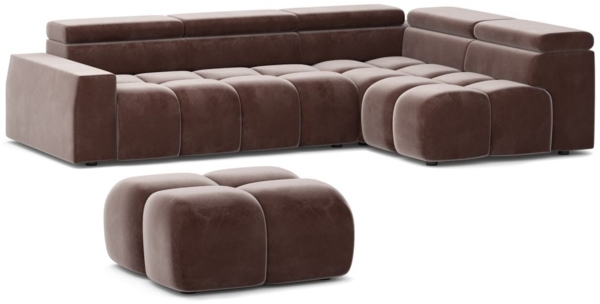 Ecksofa Designersofa DARCY in Stoff Salvador Braun Ottomane Links Bild 4