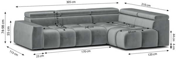 Ecksofa Designersofa DARCY in Stoff Salvador Braun Ottomane Links Bild 6