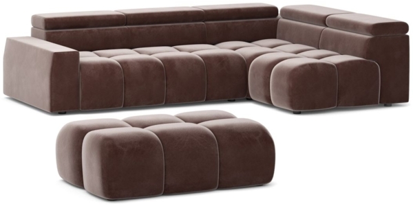 Ecksofa Designersofa DARCY in Stoff Salvador Braun Ottomane Links Bild 5