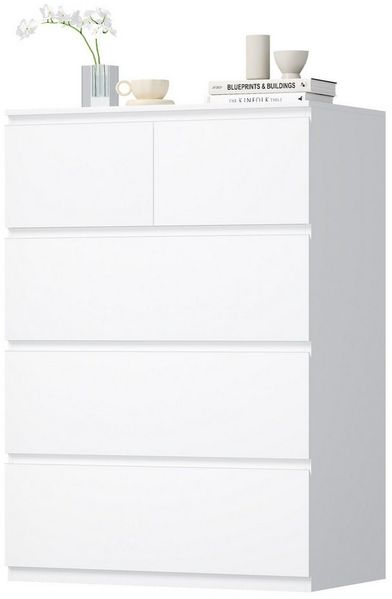 BEWISHOME Kommode mit 5 Schubladen, Sidebord für Flur Schlafzimmer Wohnzimmer (1 St), Maße 68x38x94 cm, griffloses Design aus verdicktem MDF