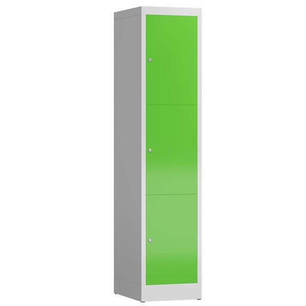 XL Spind Kleiderspind 1 Abteile 3 Fächer 1800 x 400 x 500 mm, lichtgrau/gelbgrün