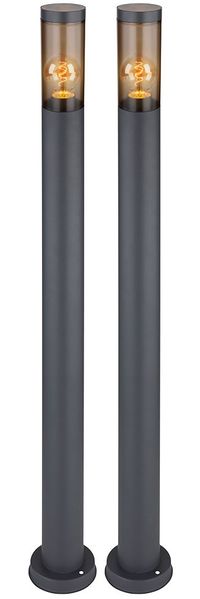 2x Stehleuchte, IP44, rauchig, anthrazit, E27, H 110cm