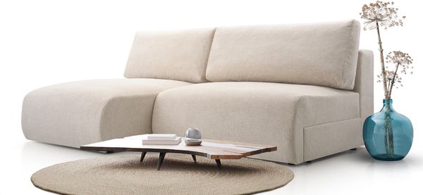 AX LIVING L Sofa beige Montecio – Couch Sofa L mit Schlaffunktion L