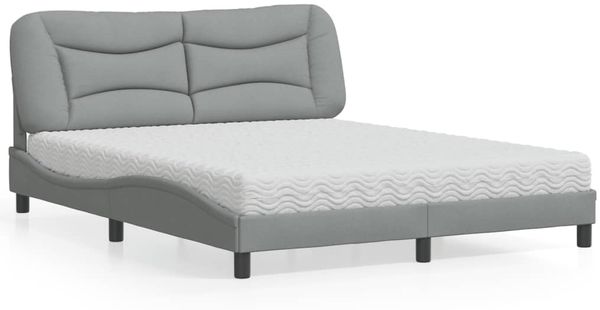 vidaXL Bett mit Matratze "Hvar" Hellgrau 160x200 cm Stoff 3208541