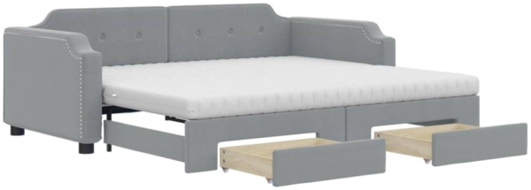 vidaXL Tagesbett Ausziehbar mit Schubladen Hellgrau 80x200 cm Stoff 3197683 Bild 7