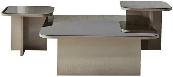 Dmora Wohnzimmertisch Nuummite, Niedriger Wohnzimmertisch, Kaffeeregal, Couchtisch für Sofa, 80x80h40 cm, Taupe und Geräuchert
