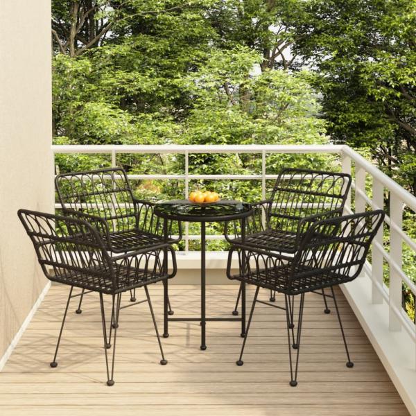 vidaXL 5-tlg. Garten-Essgruppe Schwarz Poly Rattan 3157838