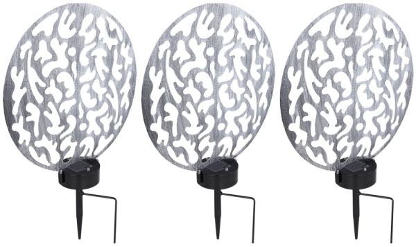 3er Set LED Solar-Steckleuchte, Lichteffekt, antik silber, H 41 cm