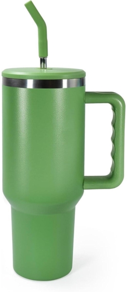 AGH 40oz Thermobecher Edelstahl Griff Stroh Blaugrün Kaffeebecher