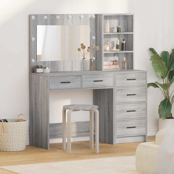 vidaXL Schminktisch Hellgrau 78,5 x 41 x 135 cm Holzwerkstoff 3334196