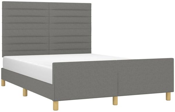 vidaXL Polsterbett mit Kopfteil Stoff Dunkelgrau 140x200 cm Bild 3