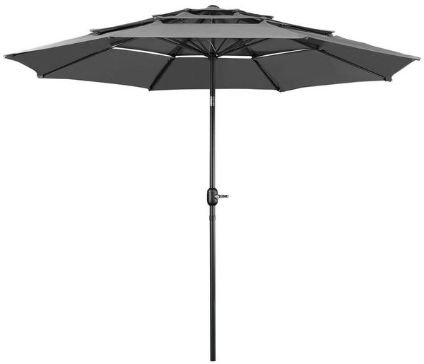 Yaheetech Sonnenschirm ∅ 324 × 251 cm mit 3-lagigem Dach, Gartenschirm Outdoor Schirm Sonnenschutz, neigbar, UPF 50+
