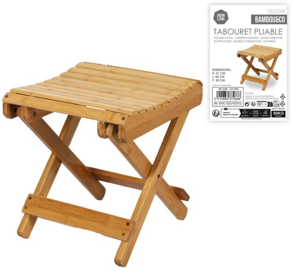 Urban Living Sitzhocker Bambus Klapphocker Klappstuhl Klapp-Sitz klappbarer Stuhl Bild 3