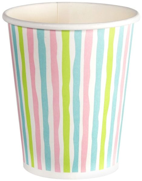 Duni Pappbecher Bio 0,2 L weiß Stripes multi - 10 Stück
