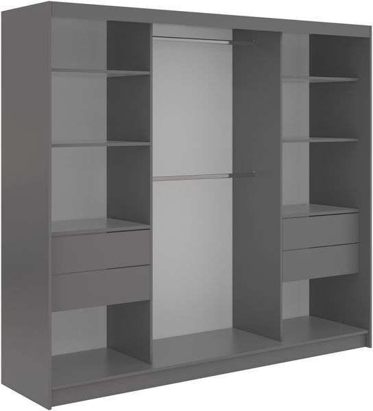 Schwebetürenschrank LUMOS in Grau inkl. Innenausstattung, mit Lamellen-Optik, Weiß, Breite 240 cm, moderner Kleiderschrank - mit Schubladen Bild 4