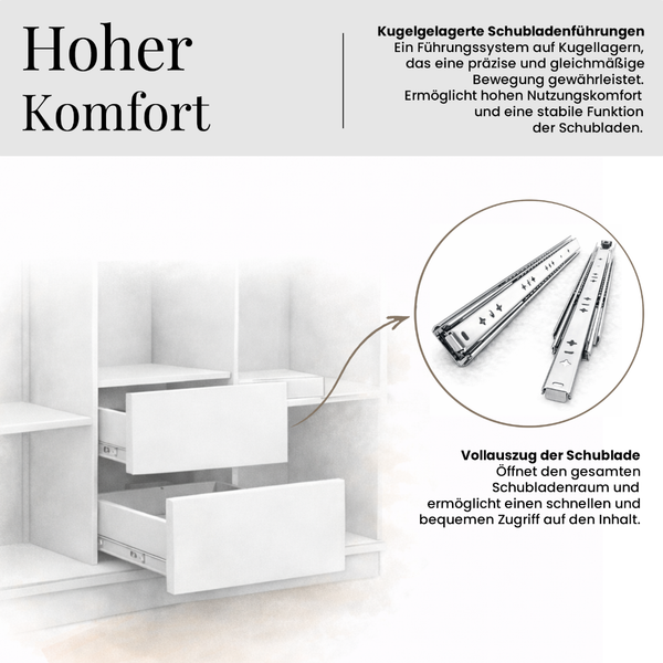 Schwebetürenschrank LUMOS in Grau inkl. Innenausstattung, mit Lamellen-Optik, Weiß, Breite 240 cm, moderner Kleiderschrank - mit Schubladen Bild 10