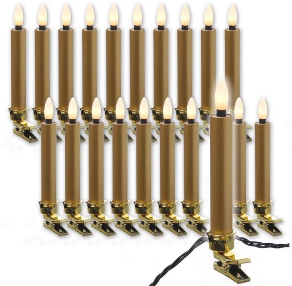 MARELIDA LED-Christbaumkerzen Weihnachtskerzen Lichterkette Weihnachtsbaum 20 Baumkerzen 9,5m Außen, 20-flammig