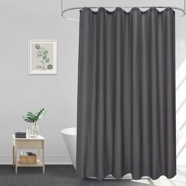Duschvorhang extra breit 240x200cm Stoff Polyester wasserabweisend Dunkelgrau