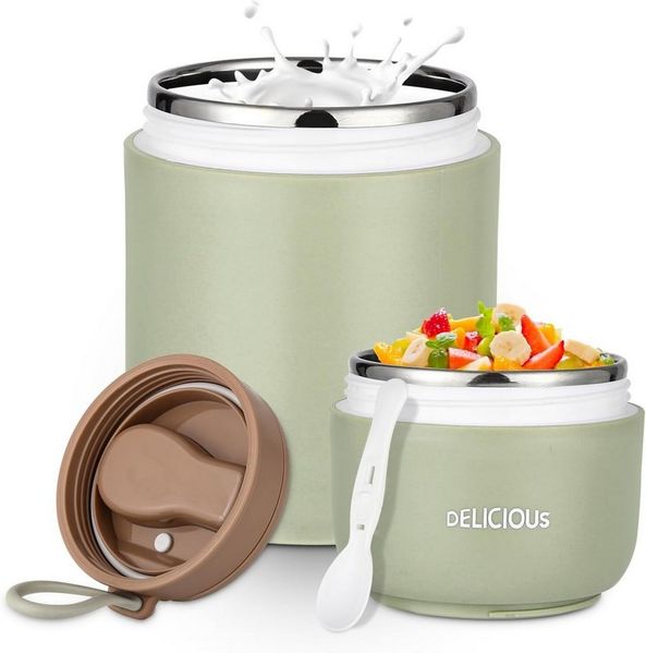SinLaw Müslibox Müslibecher aus Edelstahl, 720ml auslaufsicherer Joghurtbecher, (1-tlg), mit Löffel und Deckel, doppelt auslaufsicher
