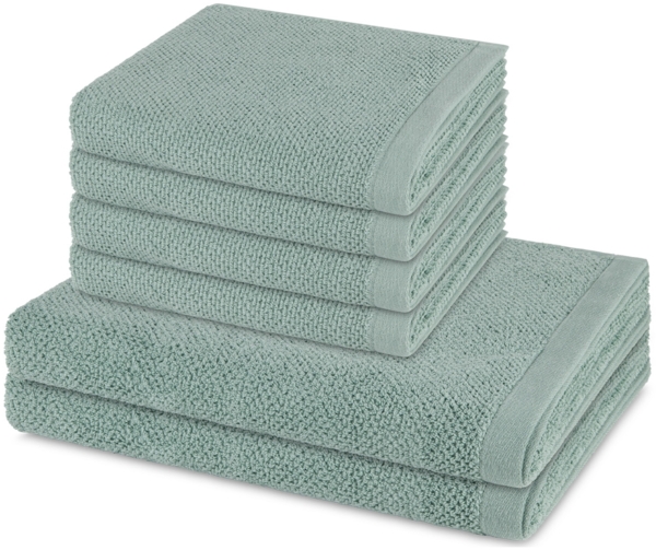 Möve Bliss 6 tlg. Frottier-Set - 4 X Handtuch (50 X 100cm), 2 X Duschtuch (67 X 140cm) - 500 - Reed green