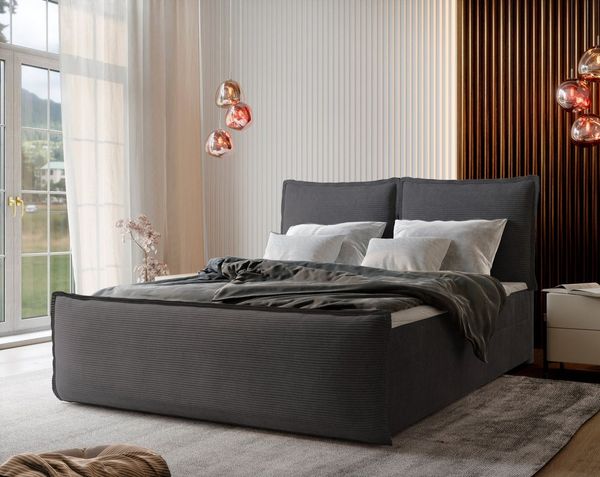 Masseno Boxbett MONTA 140x200 cm mit Bonell Matratze und Topper, Doppelbett, Polsterbett mit Kopfteil, Boxspringbett
