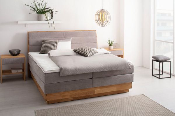 OTTO home Boxspringbett JENNA in verschiedenen Farben und Breiten erhältlich, LED-Beleuchtung, mit zertifizierten, recycelten Bezugsstoffen