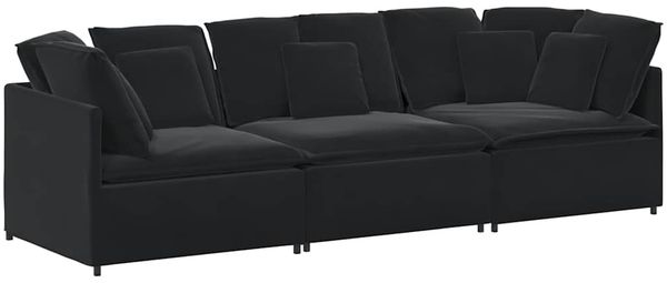 vidaXL Modulares Sofa mit Kissen Samt Schwarz 3321284