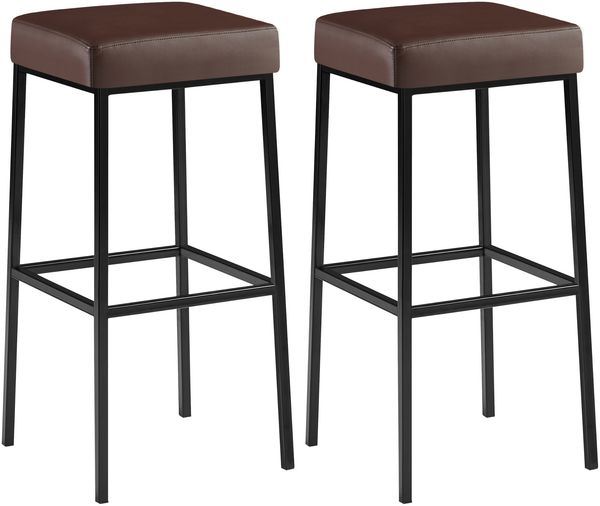 CLP 2er Set Barhocker Montreal Kunstleder gepolsterte Sitze und Fußstützen,braun schwarz