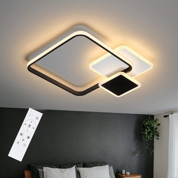 ZMH LED Deckenleuchte 45*41cm, 46W, 3000K-6000K Dimmbar Lampe Schwarz mit Design für Schlafzimmer Büro Küche
